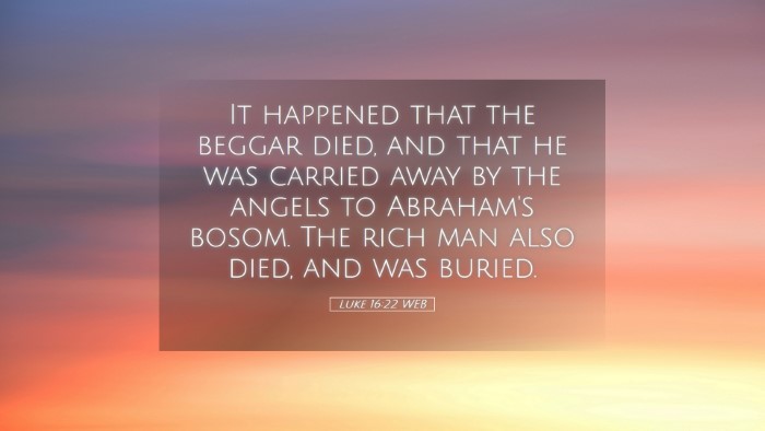 Picture 05 - Luke 16:22 WEB Desktop Wallpaper - It happened that the beggar died, and that he was - Desktop Bible Verse Wallpaper