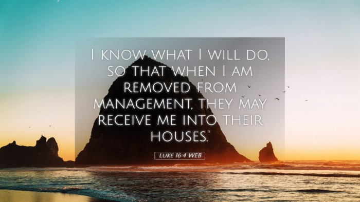 Picture 05 - Luke 16:4 WEB Desktop Wallpaper - I know what I will do, so that when I am removed - Desktop Bible Verse Wallpaper