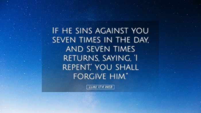 Picture 05 - Luke 17:4 WEB Desktop Wallpaper - If he sins against you seven times in the day, - Desktop Bible Verse Wallpaper