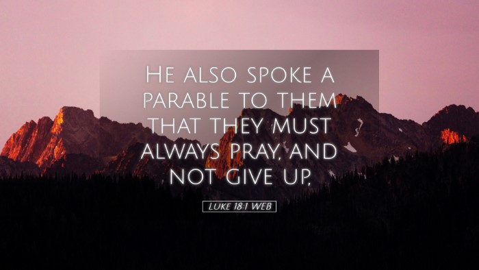 Picture 05 - Luke 18:1 WEB Desktop Wallpaper - He also spoke a parable to them that they must - Desktop Bible Verse Wallpaper