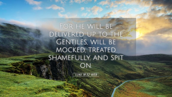 Picture 05 - Luke 18:32 WEB Desktop Wallpaper - For he will be delivered up to the Gentiles, will - Desktop Bible Verse Wallpaper