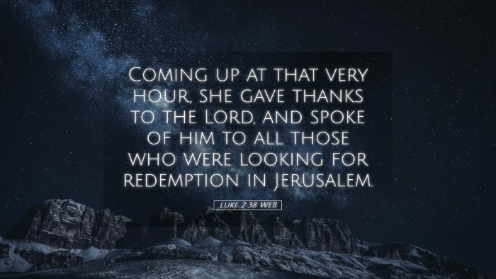 Picture 05 - Luke 2:38 WEB Desktop Wallpaper - Coming up at that very hour, she gave thanks to - Desktop Bible Verse Wallpaper