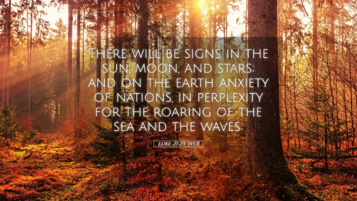 Picture 05 - Luke 21:25 WEB Desktop Wallpaper - There will be signs in the sun, moon, and stars; - Desktop Bible Verse Wallpaper