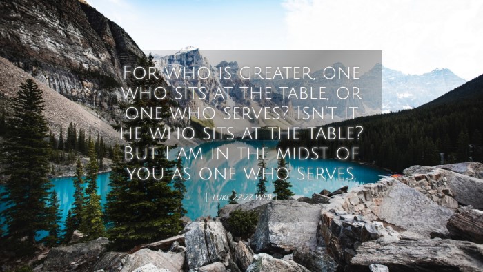 Picture 05 - Luke 22:27 WEB Desktop Wallpaper - For who is greater, one who sits at the table, or - Desktop Bible Verse Wallpaper