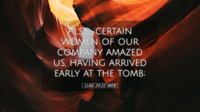 Picture 05 - Luke 24:22 WEB Desktop Wallpaper - Also, certain women of our company amazed us, - Desktop Bible Verse Wallpaper