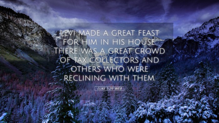 Picture 05 - Luke 5:29 WEB Desktop Wallpaper - Levi made a great feast for him in his house. - Desktop Bible Verse Wallpaper