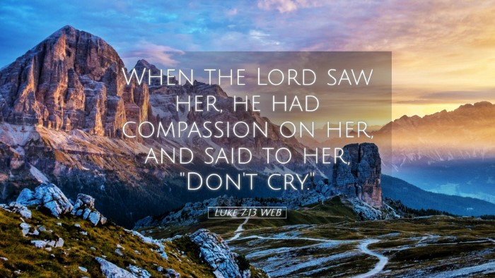 Picture 05 - Luke 7:13 WEB Desktop Wallpaper - When the Lord saw her, he had compassion on her, - Desktop Bible Verse Wallpaper