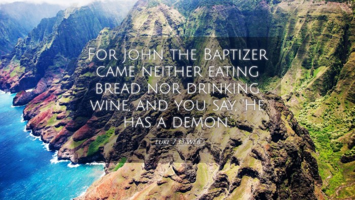 Picture 05 - Luke 7:33 WEB Desktop Wallpaper - For John the Baptizer came neither eating bread - Desktop Bible Verse Wallpaper
