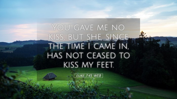 Picture 05 - Luke 7:45 WEB Desktop Wallpaper - You gave me no kiss, but she, since the time I - Desktop Bible Verse Wallpaper