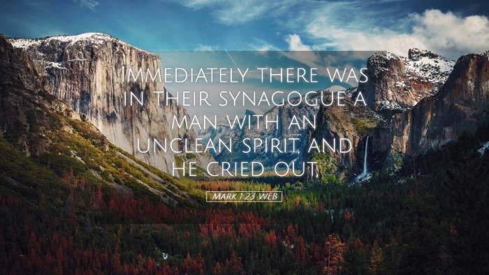 Picture 05 - Mark 1:23 WEB Desktop Wallpaper - Immediately there was in their synagogue a man - Desktop Bible Verse Wallpaper