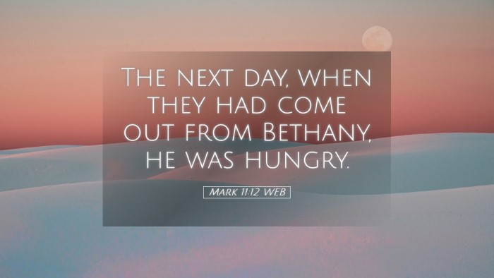 Picture 05 - Mark 11:12 WEB Desktop Wallpaper - The next day, when they had come out from - Desktop Bible Verse Wallpaper
