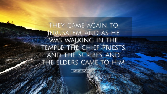 Picture 05 - Mark 11:27 WEB Desktop Wallpaper - They came again to Jerusalem, and as he was - Desktop Bible Verse Wallpaper