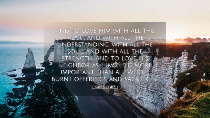 Picture 05 - Mark 12:33 WEB Desktop Wallpaper - and to love him with all the heart, and with all - Desktop Bible Verse Wallpaper