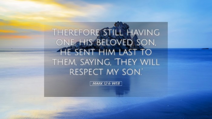 Picture 05 - Mark 12:6 WEB Desktop Wallpaper - Therefore still having one, his beloved son, he - Desktop Bible Verse Wallpaper