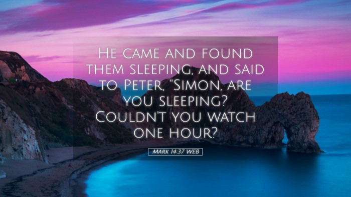 Picture 05 - Mark 14:37 WEB Desktop Wallpaper - He came and found them sleeping, and said to - Desktop Bible Verse Wallpaper