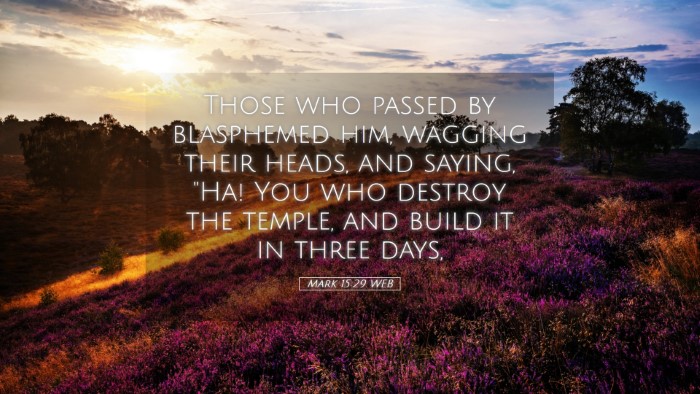Picture 05 - Mark 15:29 WEB Desktop Wallpaper - Those who passed by blasphemed him, wagging their - Desktop Bible Verse Wallpaper
