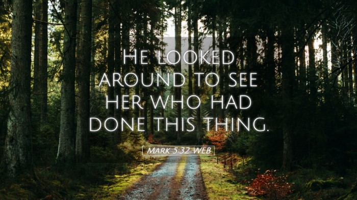Picture 05 - Mark 5:32 WEB Desktop Wallpaper - He looked around to see her who had done this - Desktop Bible Verse Wallpaper