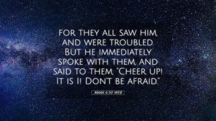 Picture 05 - Mark 6:50 WEB Desktop Wallpaper - for they all saw him, and were troubled. But he - Desktop Bible Verse Wallpaper