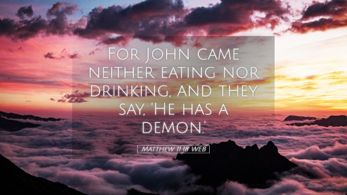 Picture 05 - Matthew 11:18 WEB Desktop Wallpaper - For John came neither eating nor drinking, and - Desktop Bible Verse Wallpaper