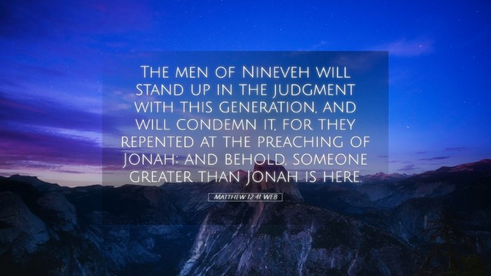 Picture 05 - Matthew 12:41 WEB Desktop Wallpaper - The men of Nineveh will stand up in the judgment - Desktop Bible Verse Wallpaper