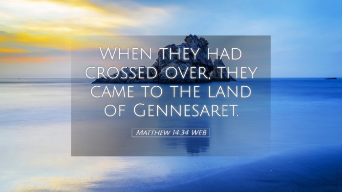 Picture 05 - Matthew 14:34 WEB Desktop Wallpaper - When they had crossed over, they came to the land - Desktop Bible Verse Wallpaper