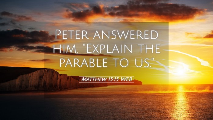 Picture 05 - Matthew 15:15 WEB Desktop Wallpaper - Peter answered him, 