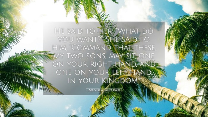 Picture 05 - Matthew 20:21 WEB Desktop Wallpaper - He said to her, 