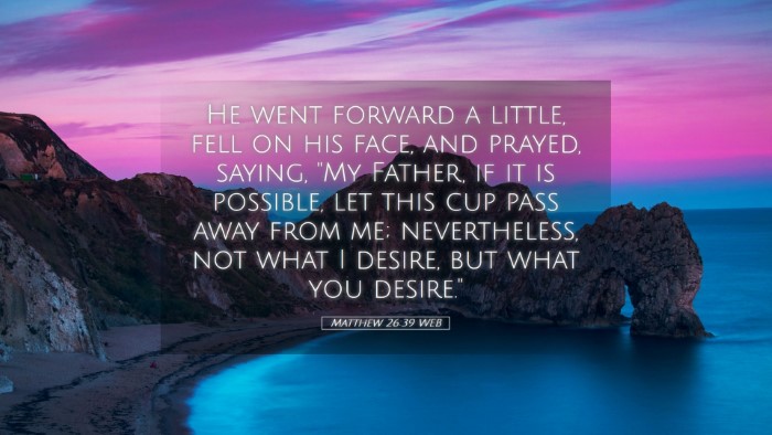 Picture 05 - Matthew 26:39 WEB Desktop Wallpaper - He went forward a little, fell on his face, and - Desktop Bible Verse Wallpaper