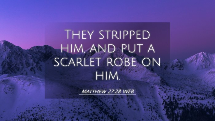 Picture 05 - Matthew 27:28 WEB Desktop Wallpaper - They stripped him, and put a scarlet robe on - Desktop Bible Verse Wallpaper