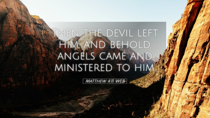 Picture 05 - Matthew 4:11 WEB Desktop Wallpaper - Then the devil left him, and behold, angels came - Desktop Bible Verse Wallpaper