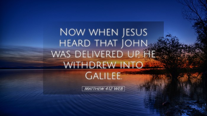 Picture 05 - Matthew 4:12 WEB Desktop Wallpaper - Now when Jesus heard that John was delivered up, - Desktop Bible Verse Wallpaper