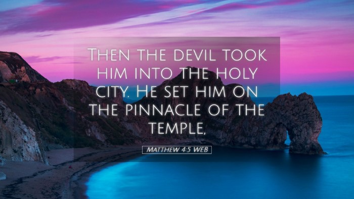 Picture 05 - Matthew 4:5 WEB Desktop Wallpaper - Then the devil took him into the holy city. He - Desktop Bible Verse Wallpaper