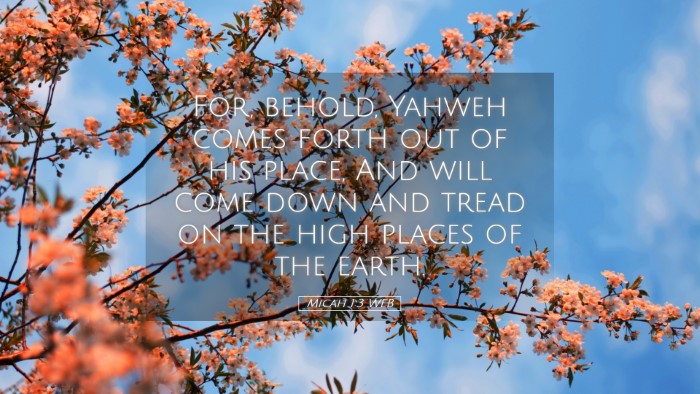 Picture 05 - Micah 1:3 WEB Desktop Wallpaper - For, behold, Yahweh comes forth out of his place, - Desktop Bible Verse Wallpaper