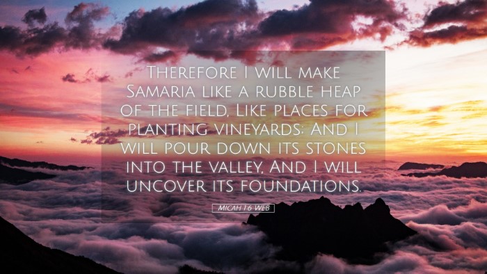 Picture 05 - Micah 1:6 WEB Desktop Wallpaper - Therefore I will make Samaria like a rubble heap - Desktop Bible Verse Wallpaper