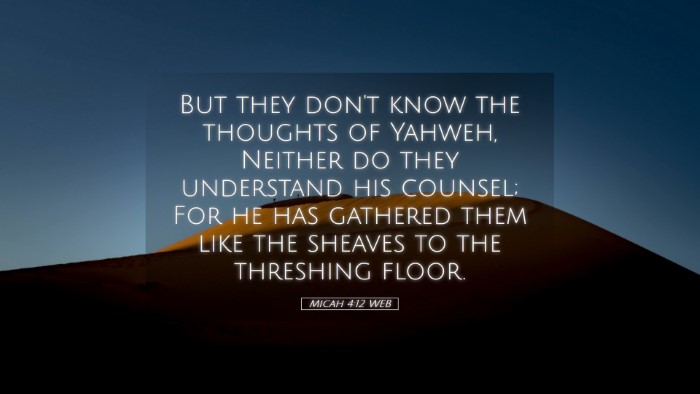 Picture 05 - Micah 4:12 WEB Desktop Wallpaper - But they don't know the thoughts of Yahweh, - Desktop Bible Verse Wallpaper