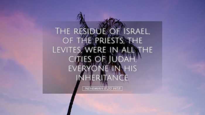 Picture 05 - Nehemiah 11:20 WEB Desktop Wallpaper - The residue of Israel, of the priests, the - Desktop Bible Verse Wallpaper