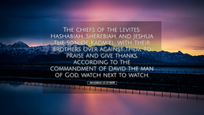 Picture 05 - Nehemiah 12:24 WEB Desktop Wallpaper - The chiefs of the Levites: Hashabiah, Sherebiah, - Desktop Bible Verse Wallpaper