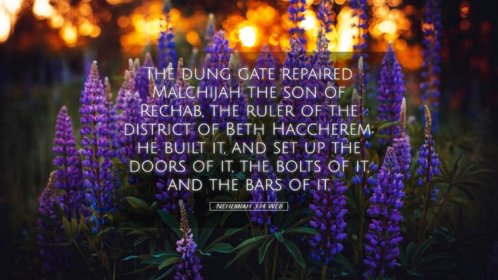 Picture 05 - Nehemiah 3:14 WEB Desktop Wallpaper - The dung gate repaired Malchijah the son of - Desktop Bible Verse Wallpaper
