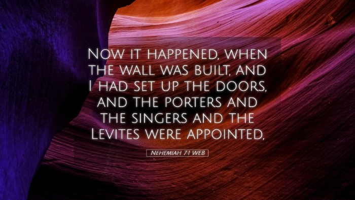 Picture 05 - Nehemiah 7:1 WEB Desktop Wallpaper - Now it happened, when the wall was built, and I - Desktop Bible Verse Wallpaper