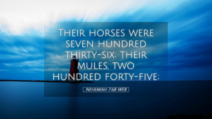 Picture 05 - Nehemiah 7:68 WEB Desktop Wallpaper - Their horses were seven hundred thirty-six; their - Desktop Bible Verse Wallpaper