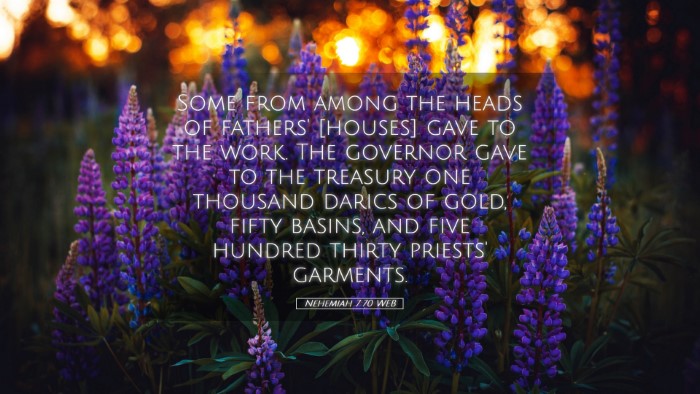 Picture 05 - Nehemiah 7:70 WEB Desktop Wallpaper - Some from among the heads of fathers' [houses] - Desktop Bible Verse Wallpaper