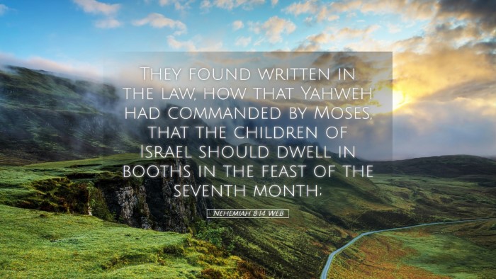 Picture 05 - Nehemiah 8:14 WEB Desktop Wallpaper - They found written in the law, how that Yahweh - Desktop Bible Verse Wallpaper