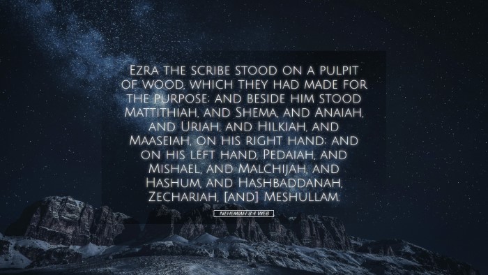 Picture 05 - Nehemiah 8:4 WEB Desktop Wallpaper - Ezra the scribe stood on a pulpit of wood, which - Desktop Bible Verse Wallpaper