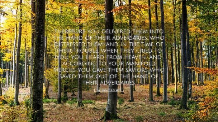 Picture 05 - Nehemiah 9:27 WEB Desktop Wallpaper - Therefore you delivered them into the hand of - Desktop Bible Verse Wallpaper