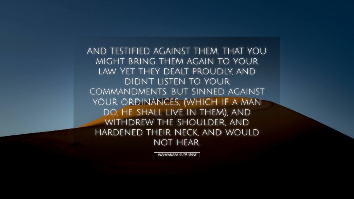 Picture 05 - Nehemiah 9:29 WEB Desktop Wallpaper - and testified against them, that you might bring - Desktop Bible Verse Wallpaper