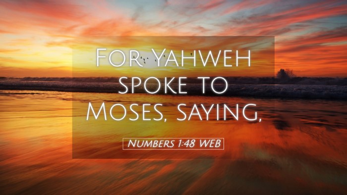 Picture 05 - Numbers 1:48 WEB Desktop Wallpaper - For Yahweh spoke to Moses, - Desktop Bible Verse Wallpaper