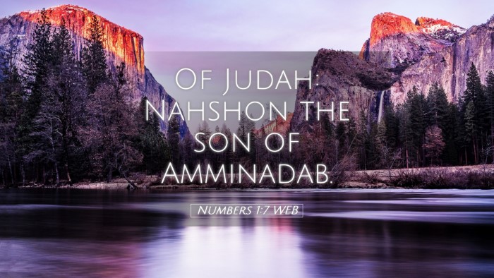 Picture 05 - Numbers 1:7 WEB Desktop Wallpaper - Of Judah: Nahshon the son of - Desktop Bible Verse Wallpaper