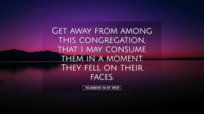Picture 05 - Numbers 16:45 WEB Desktop Wallpaper - Get away from among this congregation, that I may - Desktop Bible Verse Wallpaper