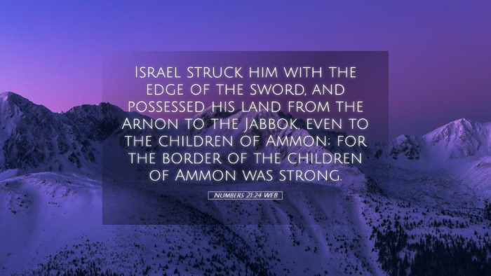 Picture 05 - Numbers 21:24 WEB Desktop Wallpaper - Israel struck him with the edge of the sword, and - Desktop Bible Verse Wallpaper