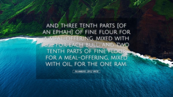 Picture 05 - Numbers 28:12 WEB Desktop Wallpaper - and three tenth parts [of an ephah] of fine flour - Desktop Bible Verse Wallpaper